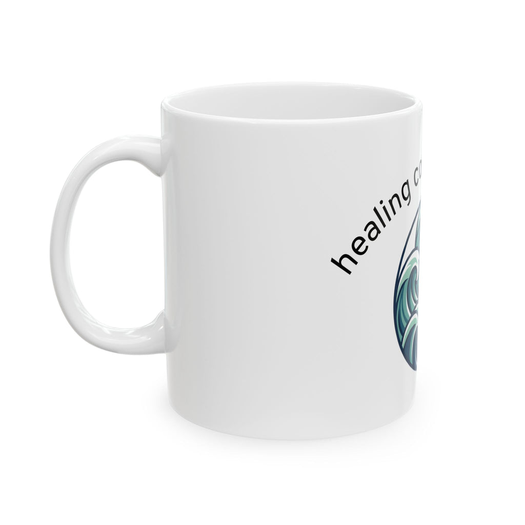 Healing Comes in Waves Ceramic Mug | Ocean Wave Quote Mug